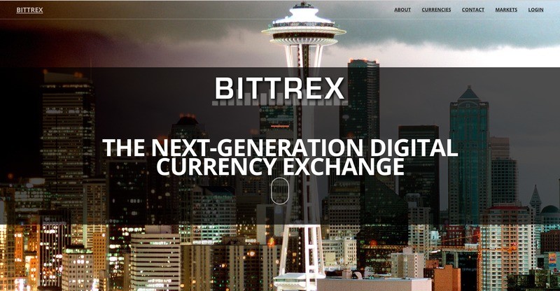 Pàgina d'inici de l'intercanvi Bittrex