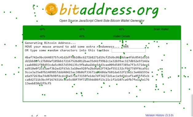 Auf diesem Bildschirm generiert die Website Ihre Bitcoin-Adresse.