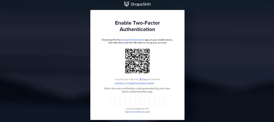 Verificació d’intercanvi ShapeShift